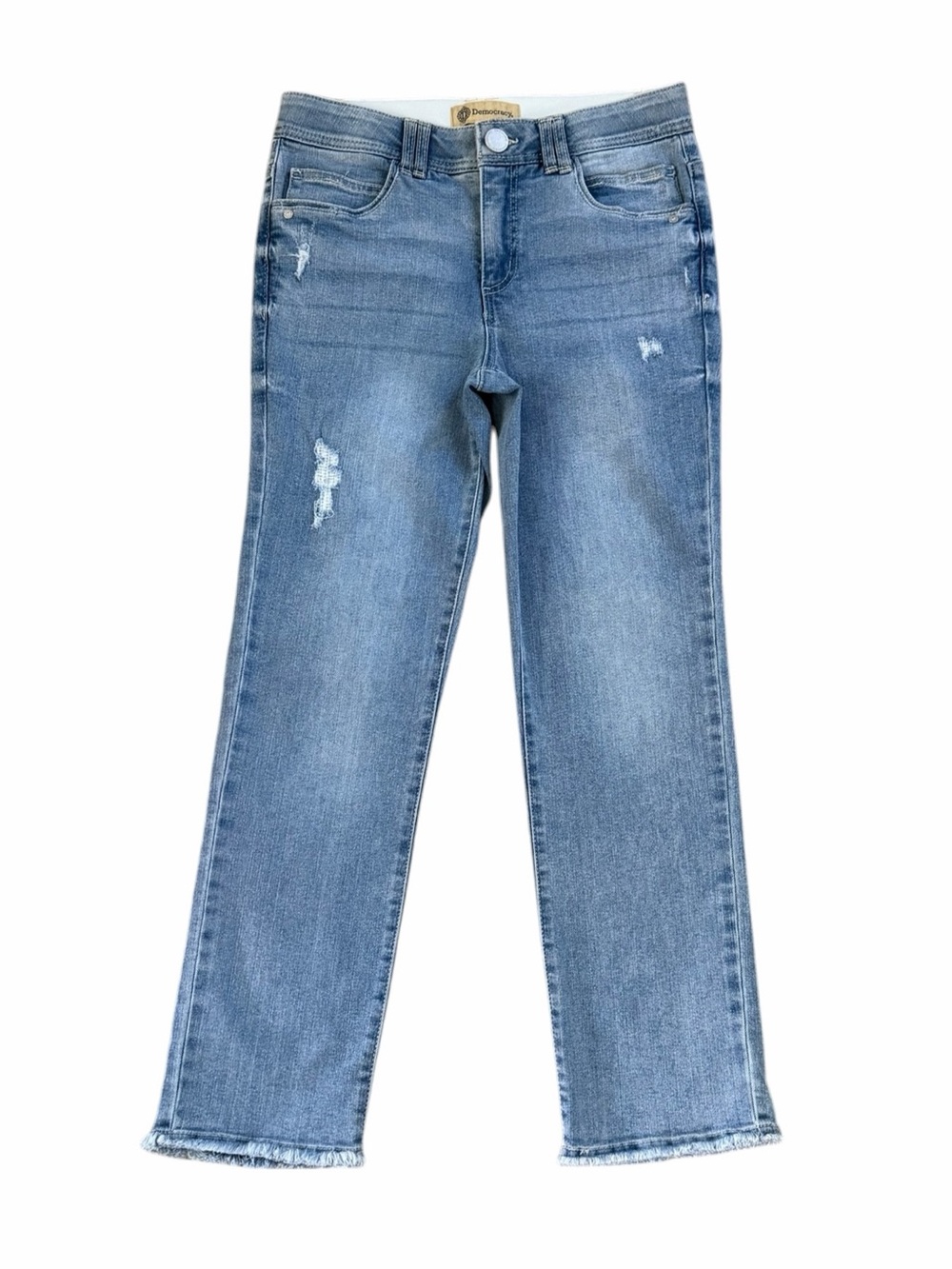 Democracy "Ab" Solution Distressed Straight Leg Crop Jeans Size 6